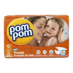 Fralda Pompom Protek Baby Jumbo G 26 Unidades