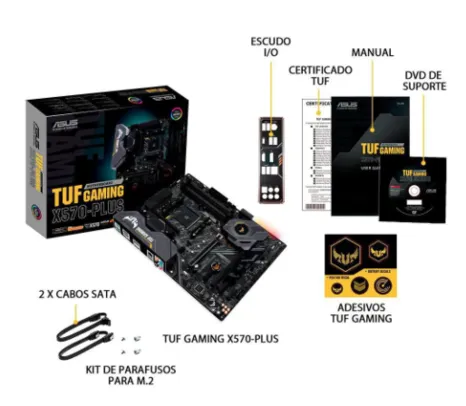 Placa-Mãe Asus TUF Gaming X570-PLUS/BR,  AMD AM4, ATX, DDR4 - Placa Mãe