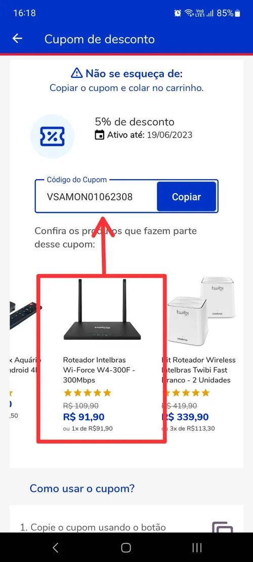 Imagem na descrição da promoção