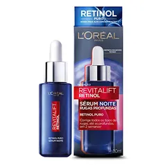 Sérum Facial Antirrugas L'Oréal Paris Revitalift Retinol Noturno, 30ml, Reduz Rugas, Uniformiza, Tratamento Antissinais, Rugas Profundas e Pele Firme