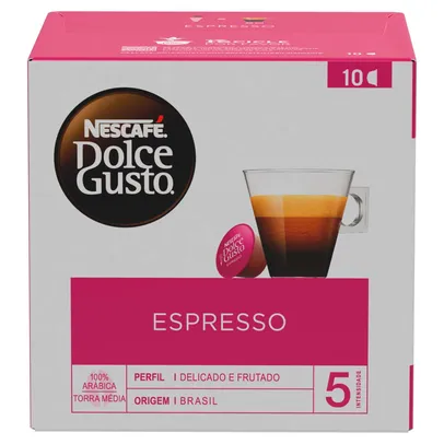 [50% OFF 2 Unid.] Café em Cápsula Nescafé Dolce Gusto Espresso - 10 Cápsulas