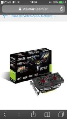 Placa de Video ASUS Geforce GTX 960 2GB DDR5 128BITS - STRIX-GTX960-DC2OC-2GD5 - R$715