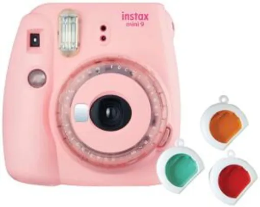 [Prime] Câmera Instantânea Fujifilm Instax Mini 9 Rosa com 3 Filtros Coloridos, R$ 279