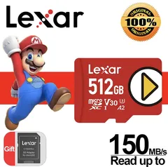 (CONTAS NOVAS) Lexar-Cartão Micro SD 512GB para Nintendo Switch 