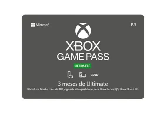 Gift Card Digital Xbox Game Pass Ultimate - 3 meses