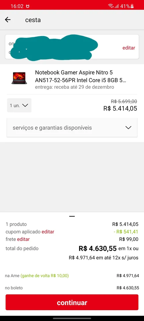 Imagem na descrição da promoção