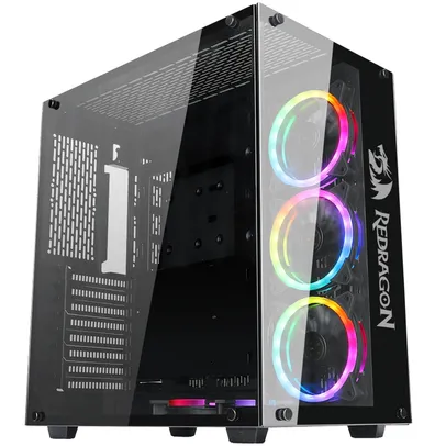 Gabinete Gamer Redragon Wideload, Mid Tower, Lateral e Frontal em Vidro - GC-802-1