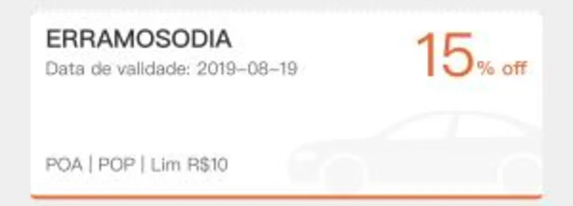 [POA] 15% OFF na sua próxima corrida com a 99