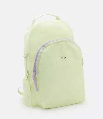 Mochila Grande Vira Saco com Zíper Contrastante Verde