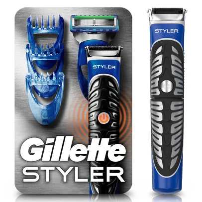 Gillette Styler Barbeador Eletrico 3 Em 1, Barbeia, Apara E Faz O Cotorno Da Barba, 1 Kit