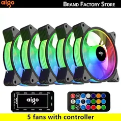 Kit 5 Fans Aigo AR12 A-RGB White 120mm + Controladora