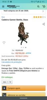 Cadeira Gamer Battle, Dazz R$800