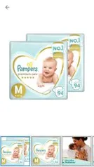 Fraldas Pampers Premium Care Tam. M - 2 Pacotes com 94 Unidades Cada - R$144