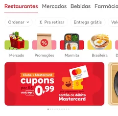 Clube Ifood Cupom R$ 10 por R$ 0,99 [Exclusivo Débito Mastercard]