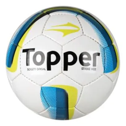 Bola Futebol Society Topper Strike VIII - Branco e Azul - R$34