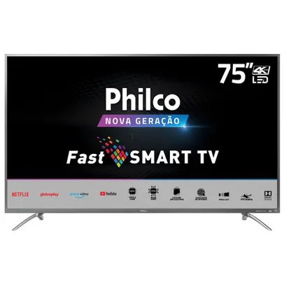 (AME 4845R$) Smart TV Philco 75” PTV75E30ST 4K LED - Netflix - Bivolt