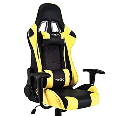 Moob Cadeira Gamer Reclinável GT Racer Com Almofadas para Lombar e Pescoço Preto/Amarelo