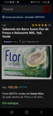 [Prime] Sabonete em Barra Suave Flor de Fresco e Relaxante 90G, Ypê | R$ 1