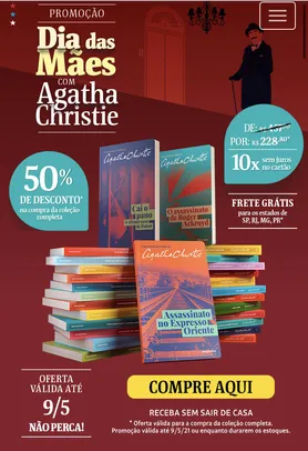[50% OFF] Coleção de 24 livros Agatha Christie | R$ 228