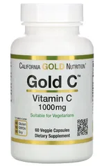 California Gold Nutrition, Gold C, Vitamina C, 1.000 mg, 60 Cápsulas Vegetais