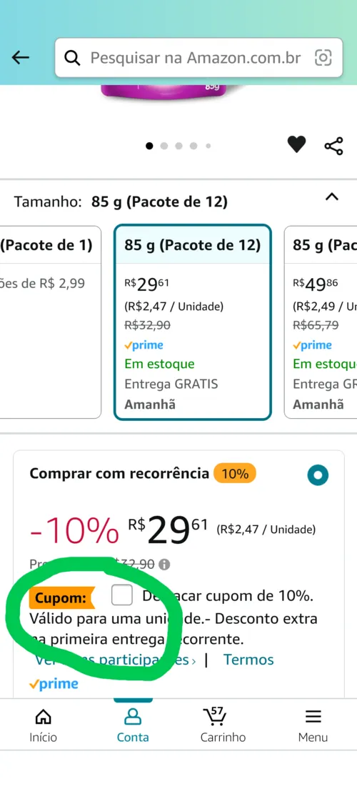 Imagem na descrição da promoção