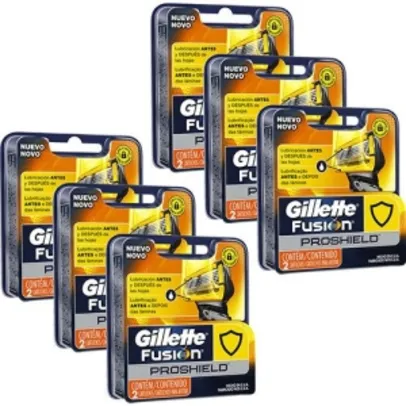 50% Kit 12 Unidades de Cargas para Aparelho De Barbear - Gillette Fusion Proshield ( TOP da Gillette ) - R$99