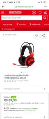 Headset Gamer Msi Ds501 Preto/vermelho, Ds501