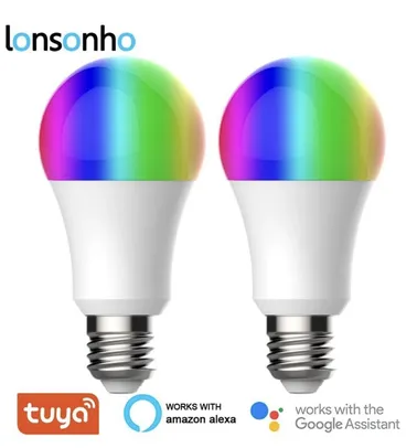 [Internacional] 2 Lâmpadas LED Inteligentes Lonsonho Tuya E27 9W - rgb com Conexão WiFi | R$52