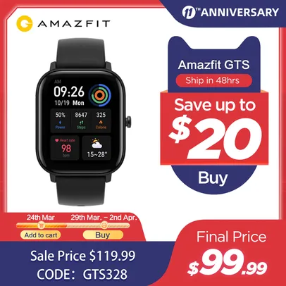Smartwatch Xiaomi Amazfit GTS | R$606