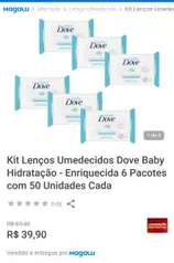 Kit Lenços Umedecidos Dove Baby Hidratação - Enriquecida 6 Pacotes com 50 Unidades Cada