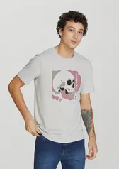 Camiseta Masculina Regular Manga Curta Com Estampa - Cinza tam m