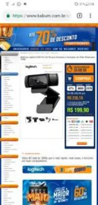 WebCam Logitech C920 Pro Full HD - R$200
