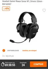 Headset Gamer Rawar Sonar W1, Drivers 53mm R$130