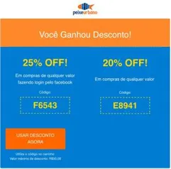 Descontos de 20% a 25% na Peixe Urbano