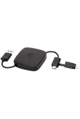 Cabo Griffin USB Lightning 2 Em 1 Retrátil Preto | R$35