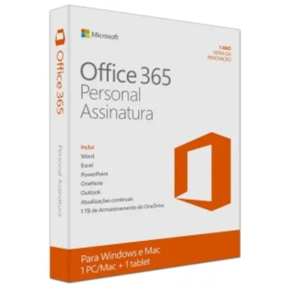 [AMERICANAS] - Microsoft Office 365 Personal - Para 1 Computador (PC ou Mac) e 1 Tablet -  83% - APENAS MAIS 5 HORAS