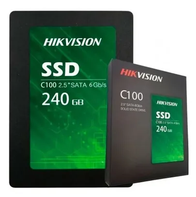 SSD Hikvision C100, 240GB, Sata III, Leitura 550MBs e Gravação 450MBs,