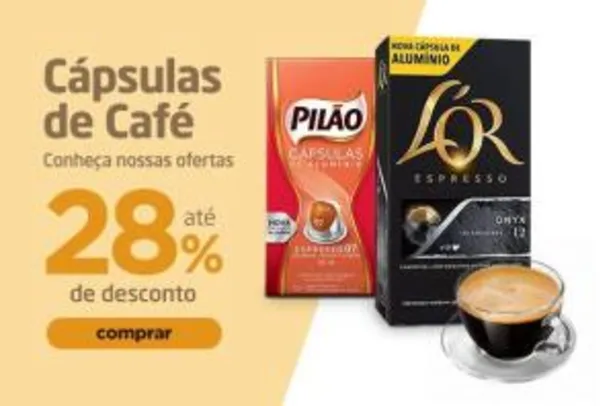 28% OFF em cápsulas Pilão e Lor para Nespresso