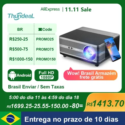 [Armazém BR] Projetor ThundeaL TD98 Full HD 1920x1080 Nativo, roda 4K, com Android, WIFI e Espelhamento de Tela