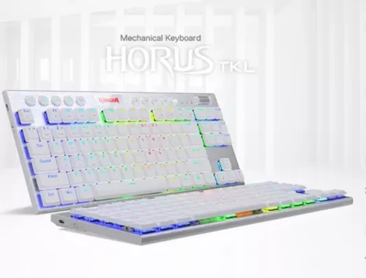 Redragon-Horus TKL teclado mecânico sem fio, perfil baixo, Bluetooth ultra-fino, switch red