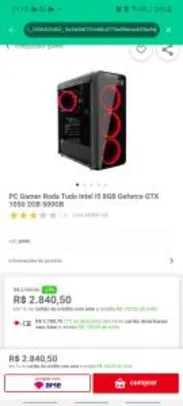 [Ame]PC Gamer Intel i5 8GB Geforce GTX 1050 500GB | R$2780