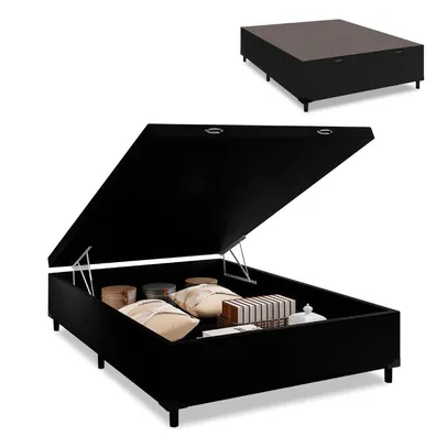 Cama Box com Baú Casal com 38cm de Altura Prince Preto