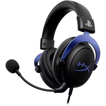 Headset Gamer HyperX Cloud, PS5, PS4, Com Microfone removível, Conexão P3, Preto e Azul, 4P5H9AA