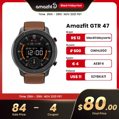 Amazfit GTR 47mm Smart Watch 5ATM New Smartwatch 