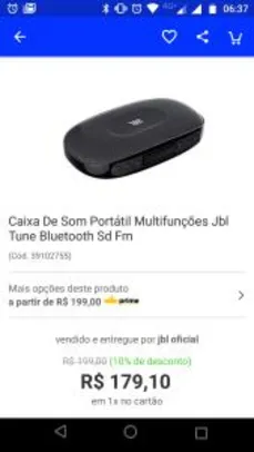 [APP] Caixa de som portátil multifunções JBL tune bluetooth SD fm - R$179