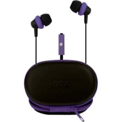 Fone de ouvido preto/roxo Oex Fn406 + Case | $27