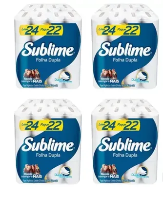 Kit Papel Higiênico Folha Dupla Sublime Softys - 4 Pacotes com 24 Unidades Cada