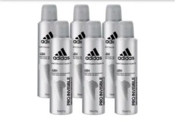 Desodorante masculino Adidas pro invisible 6 unidades R$36,00