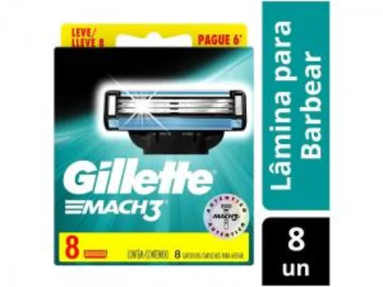 Carga para Aparelho de Barbear Gillette Mach3 - 8 Unidades | R$37