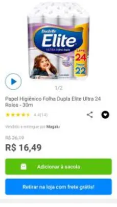 Papel higiênico Elite Ultra 24 rolos - R$16,49